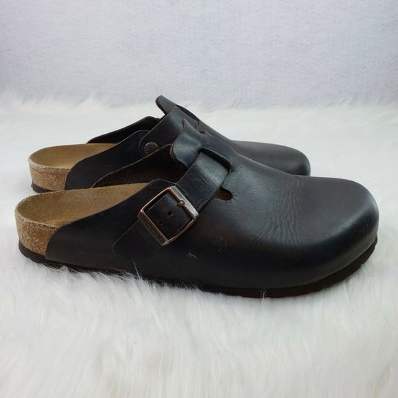 oiled leather mules